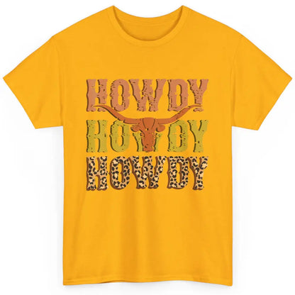 Western Country Bull Horn Rodeo Howdy Cowboy Leopard Cowhide Classic Unisex T-Shirt