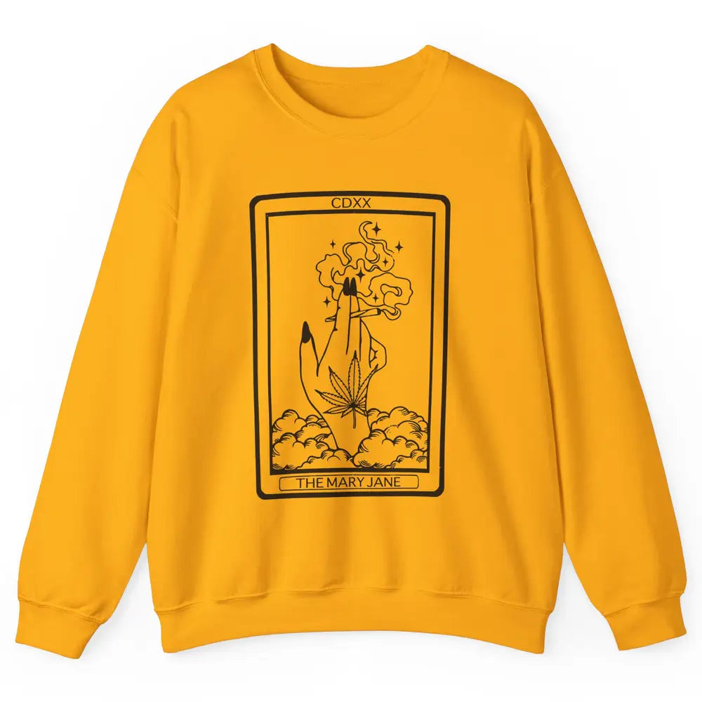 Vintage Weed Mary Jane Tarot Card Weed Smoker Smoking Lady Unisex Crewneck Sweatshirt