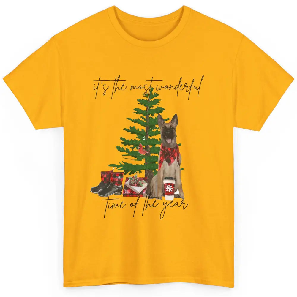 Belgian Malinois Christmas Tree Most Wonderful Time Of Year Classic Unisex T-Shirt