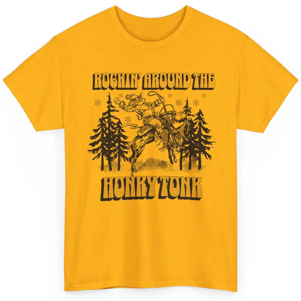 Cowboy Rocking Around The Honky Tonk Christmas Tree Western Classic Unisex T-Shirt