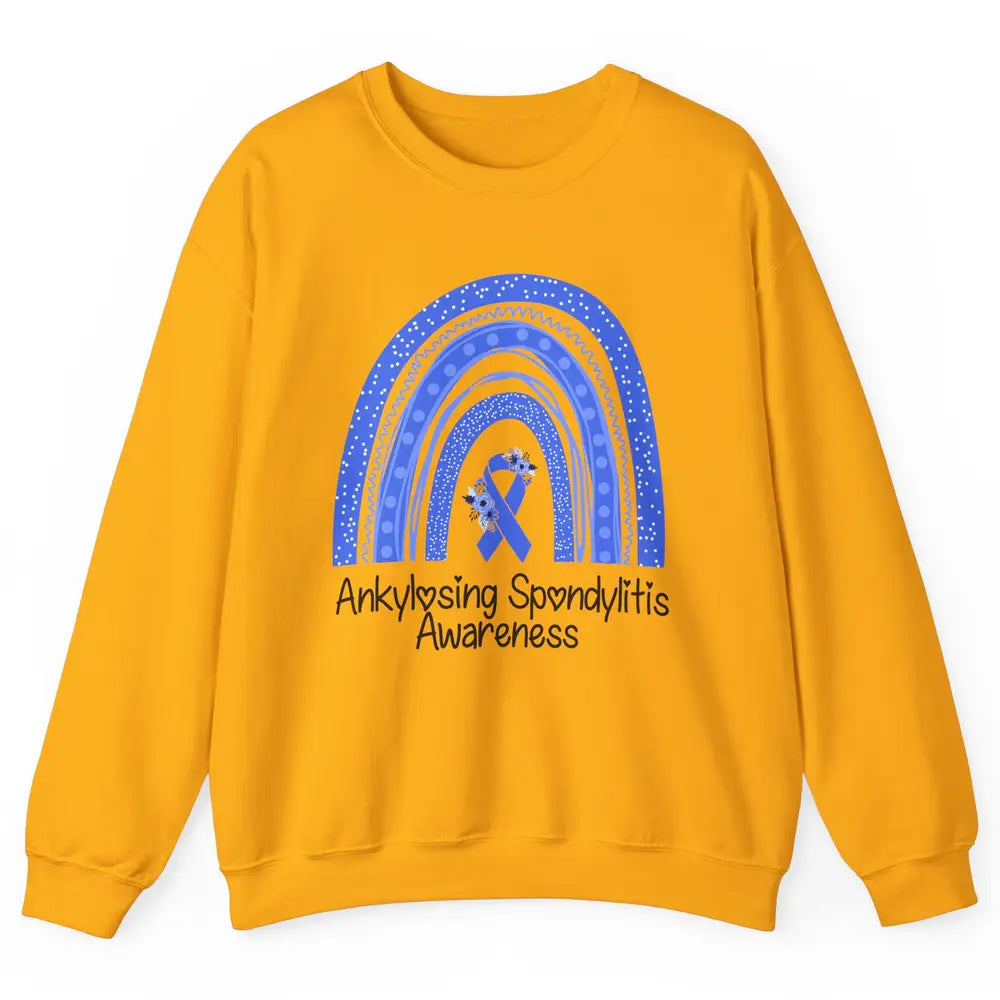 Ankylosing Spondylitis Awareness Support Floral Blue Rainbow Unisex Crewneck Sweatshirt