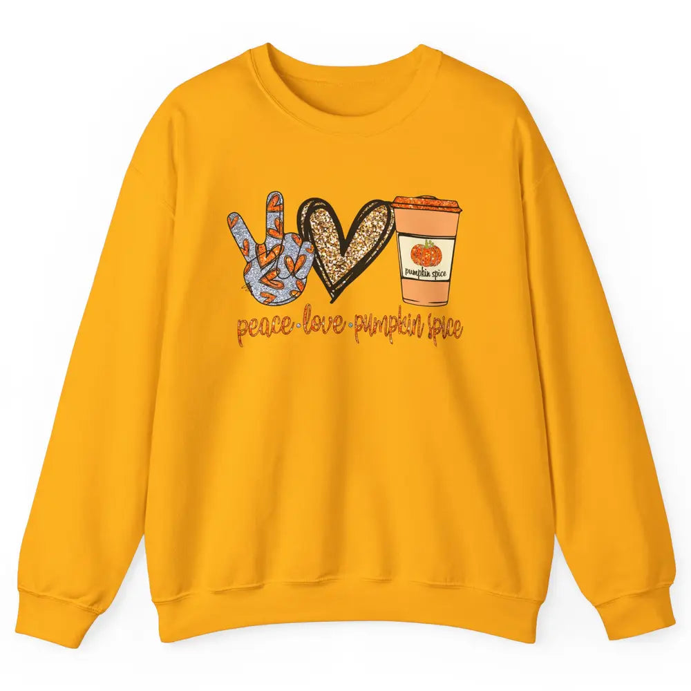 Peace Love Fall Pumpkin Spice Fall Halloween Thanksgiving Unisex Crewneck Sweatshirt