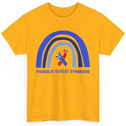 Thoracic Outlet Syndrome Awareness Floral Blue Red Ribbon Classic Unisex T-Shirt