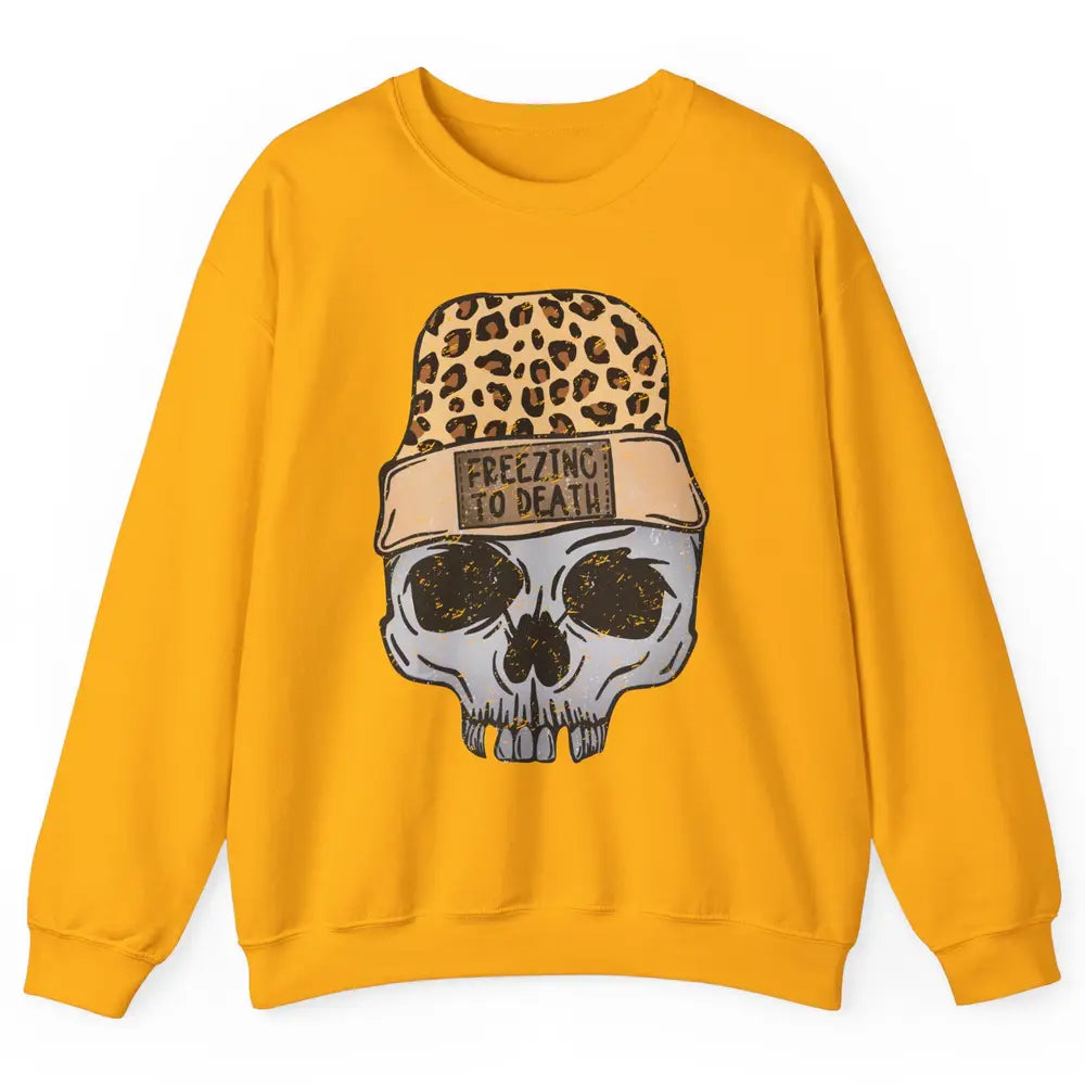 Funny Leopard Skull Freezing To Death Funny Christmas Winter Unisex Crewneck Sweatshirt