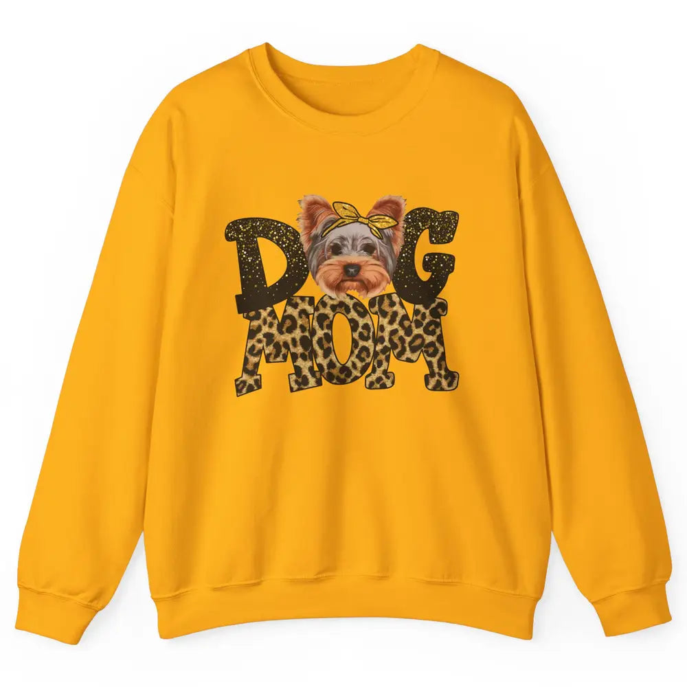 Yorkie Mom Bandana Dog Mom Leopard Yorkshire Dog Mother Gift Unisex Crewneck Sweatshirt