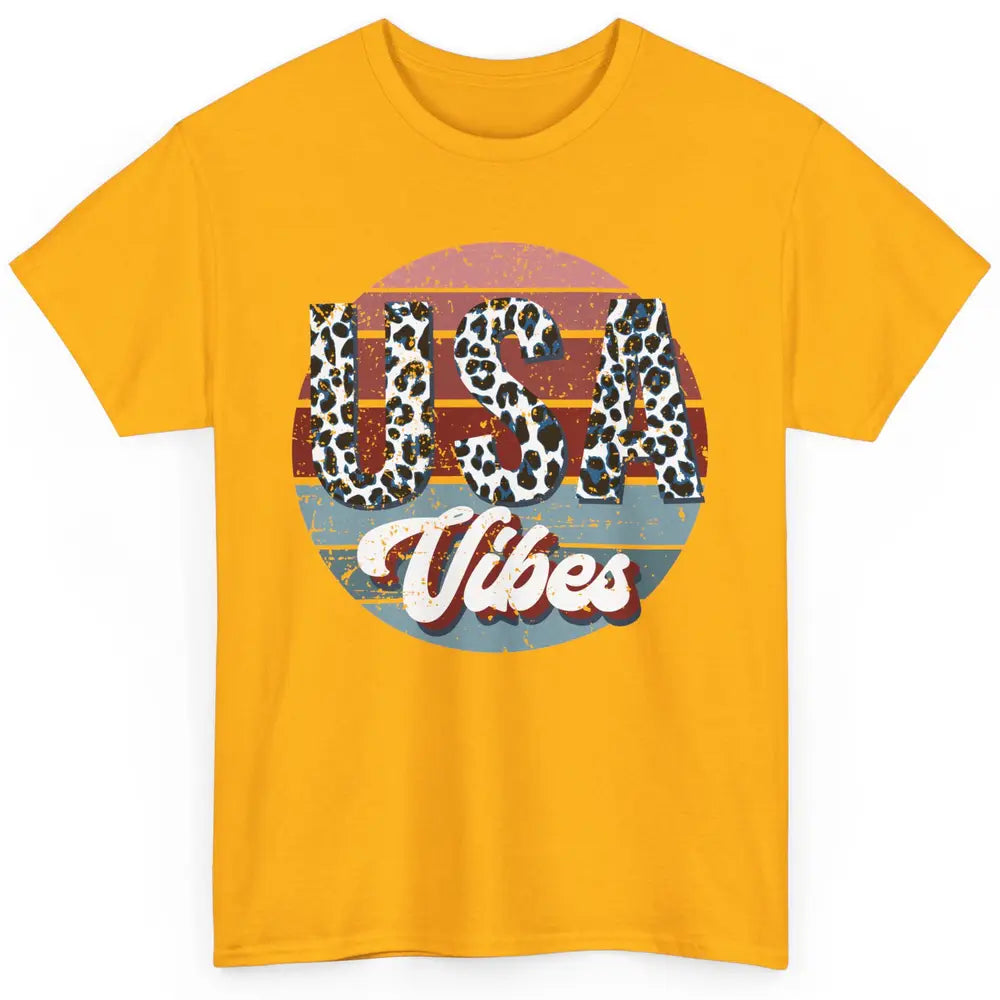 Vintage USA Vibes Leopard Patriots Independence Day Gift Classic Unisex T-Shirt