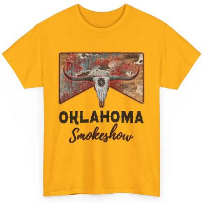 Boho Bull Skull Cow Print Oklahoma Smokeshow Western Country Classic Unisex T-Shirt