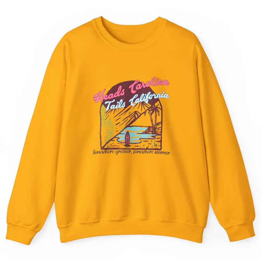 Western Heads Carolina Tails California Retro Beach Surf Unisex Crewneck Sweatshirt