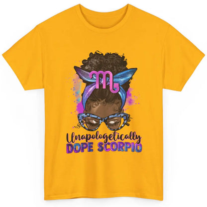 Unapologetically Dope Scorpio Zodiac Leopard Afro Messy Bun Classic Unisex T-Shirt