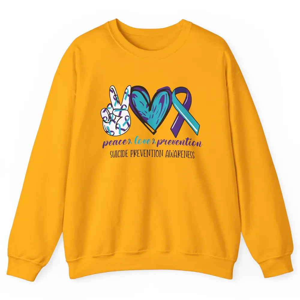 Suicide Prevention Awareness Ribbon Peace Love Prevention Unisex Crewneck Sweatshirt