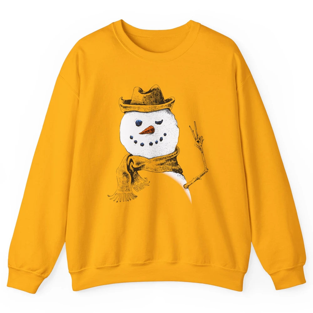 Snowman Peace Sign Christmas Snow Frosty Winter Xmas Gift Unisex Crewneck Sweatshirt