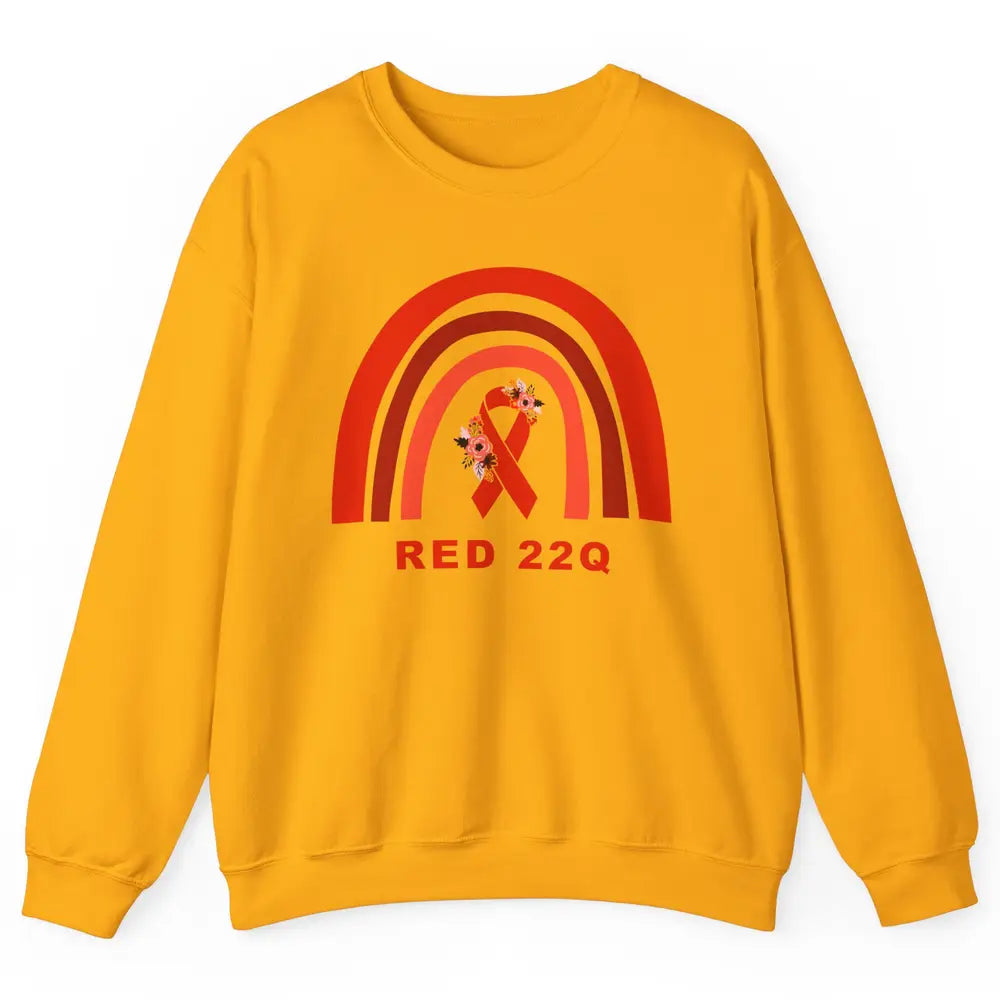 22Q Deletion/DiGeorge Syndrome Awareness Floral Red Rainbow Unisex Crewneck Sweatshirt