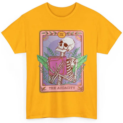 Retro Skeleton Reading Book The Audacity Plants Tarot Card Classic Unisex T-Shirt