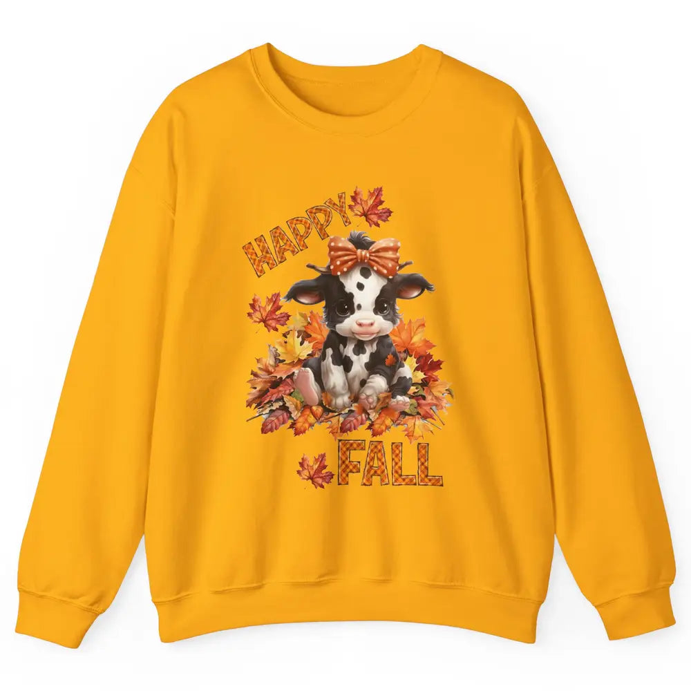 Cute Baby Cow Bandana Hay Fall Pumpkin Thanksgiving Autumn Unisex Crewneck Sweatshirt