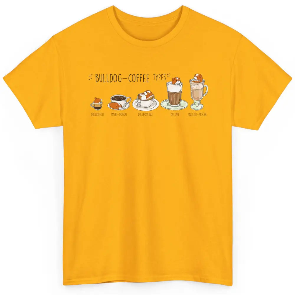 Funny Bulldog Coffee Types Parody Coffee French Bulldog Classic Unisex T-Shirt