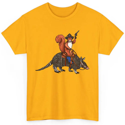 Retro Squirrel Cowboy Riding Armadillo Howdy Western Country Classic Unisex T-Shirt