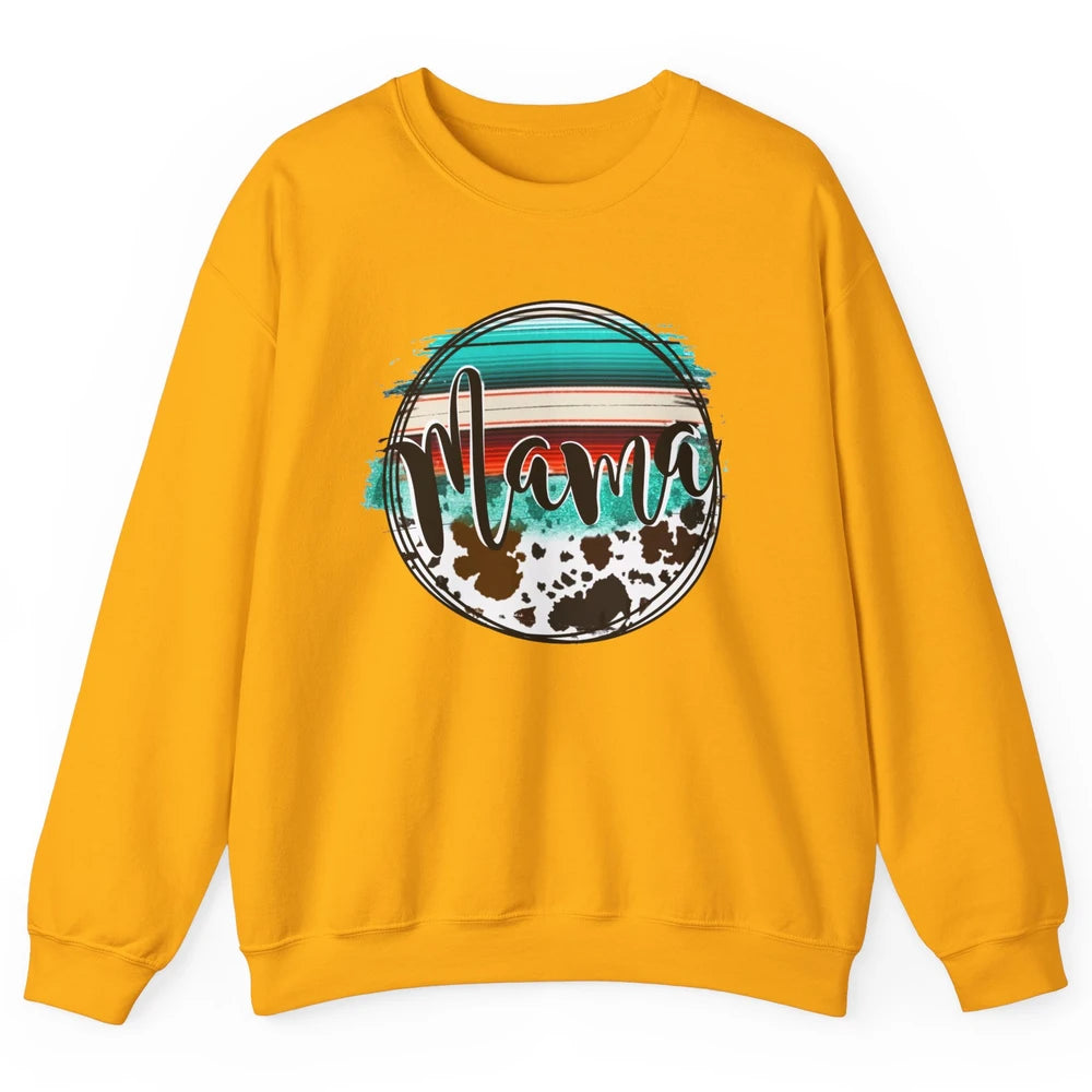 Western Country Boho Mama Cowhide Turquoise Western Mama Unisex Crewneck Sweatshirt