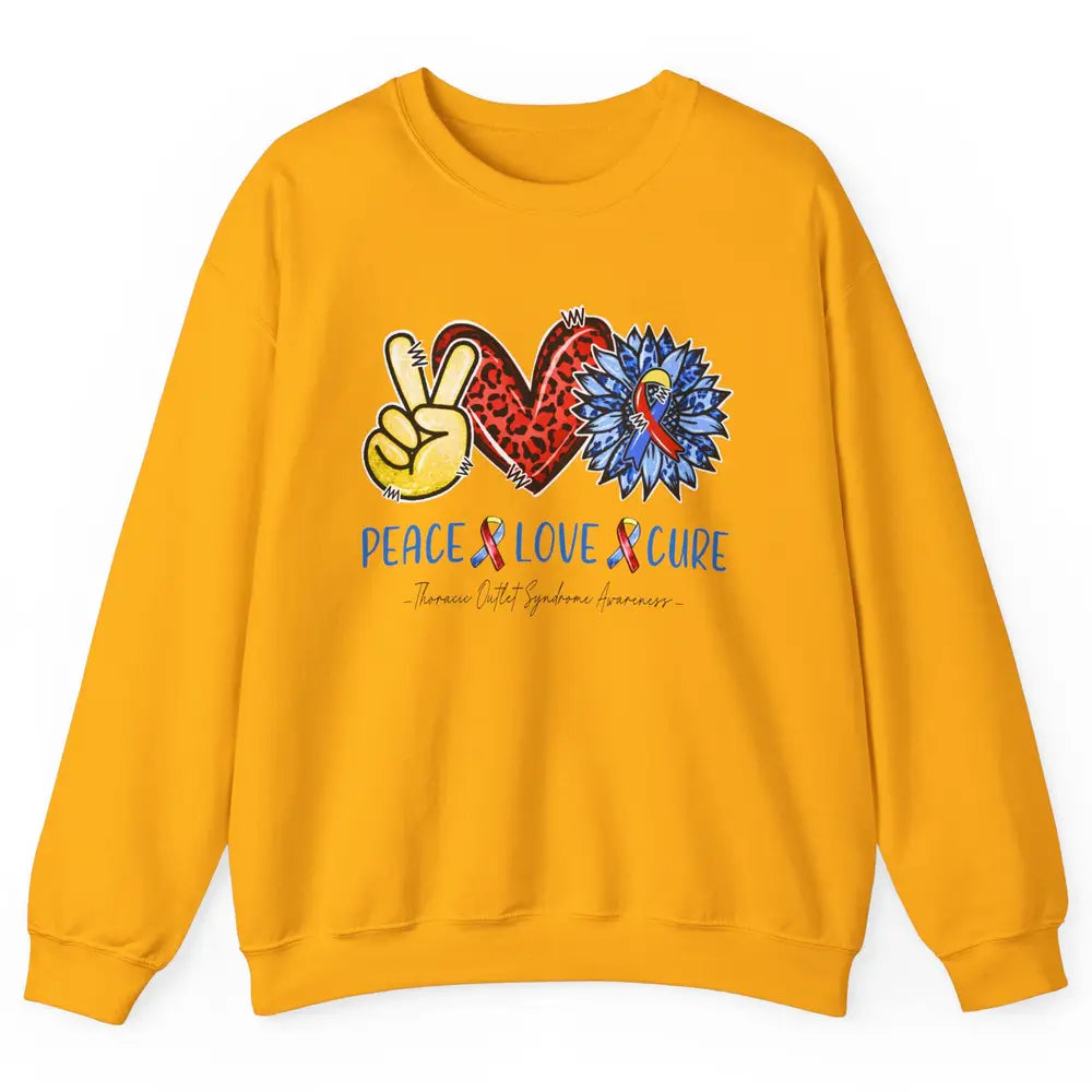 Thoracic Outlet Syndrome Awareness Peace Love Cure Sunflower Unisex Crewneck Sweatshirt