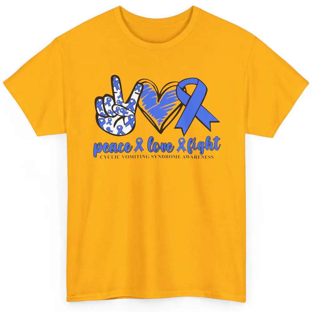 Cyclic Vomiting Syndrome Blue Ribbon Peace Love Fight Classic Unisex T-Shirt