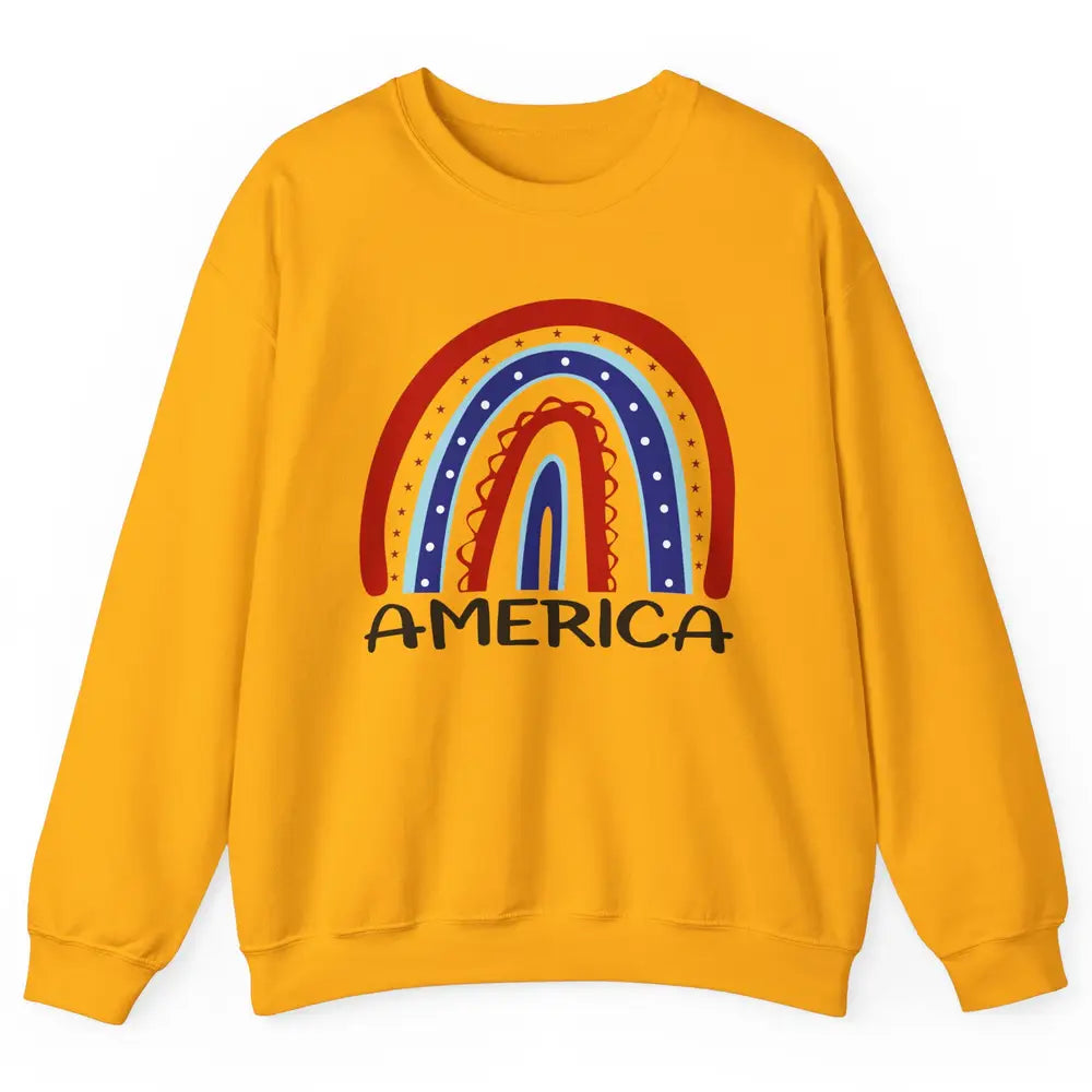 US Flag America Rainbow July 4th American Patriots Gift Unisex Crewneck Sweatshirt