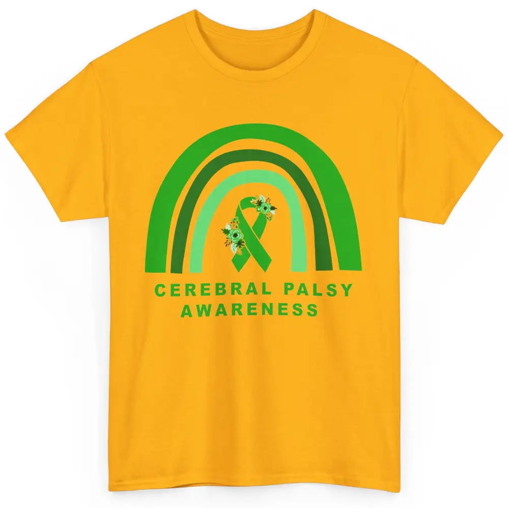 Cerebral Palsy Awareness Floral Green Rainbow Brain Disease Classic Unisex T-Shirt