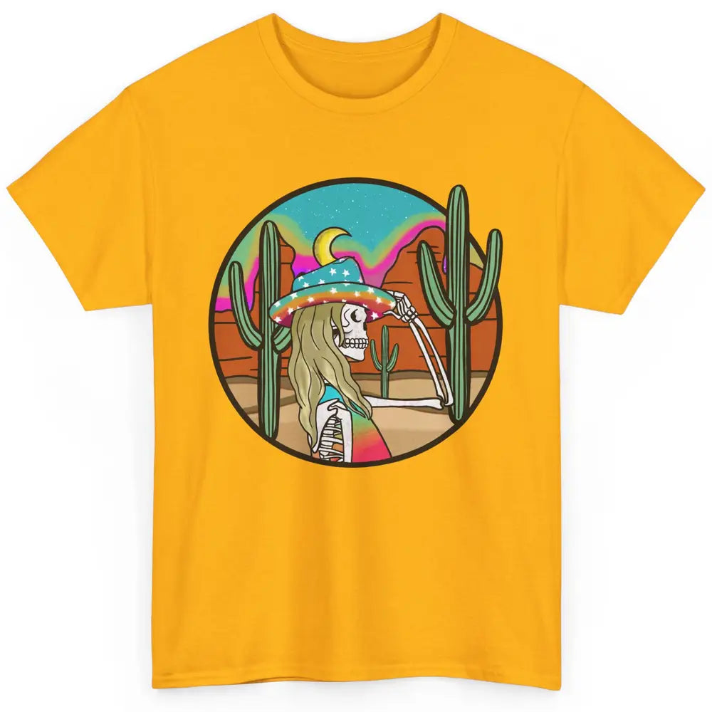 Cosmic Skeleton Cowgirl Desert Cactus Western Country Cowboy Classic Unisex T-Shirt