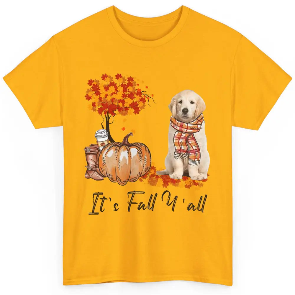 Golden Retriever Pumpkin Happy Fall Yall Autumn Thanksgiving Classic Unisex T-Shirt