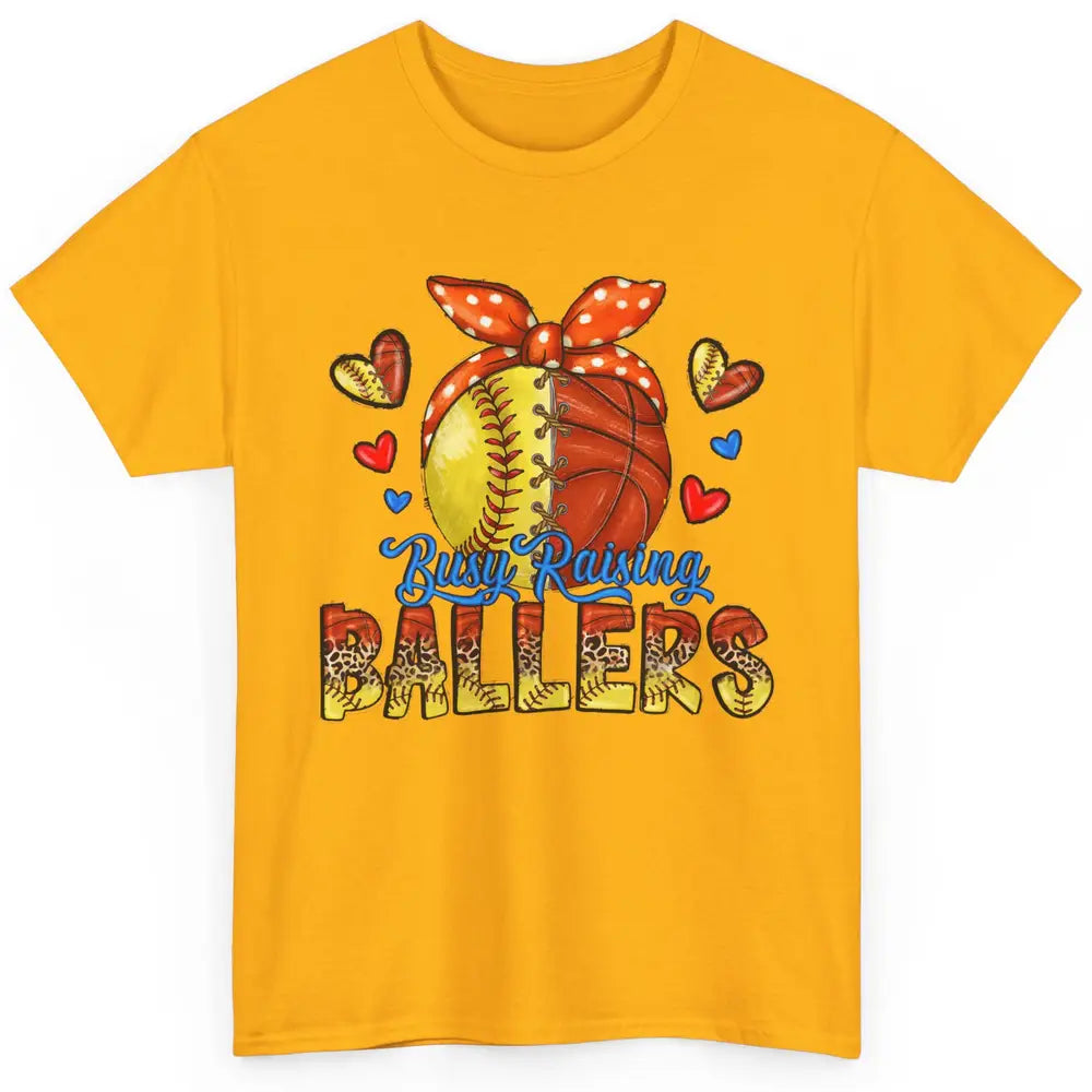 Busy Raising Ballers Softball And Basketball Mom Leopard Classic Unisex T-Shirt