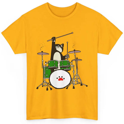 Funny Black Cat Playing Drum Drummer Kitten Musician Song Classic Unisex T-Shirt