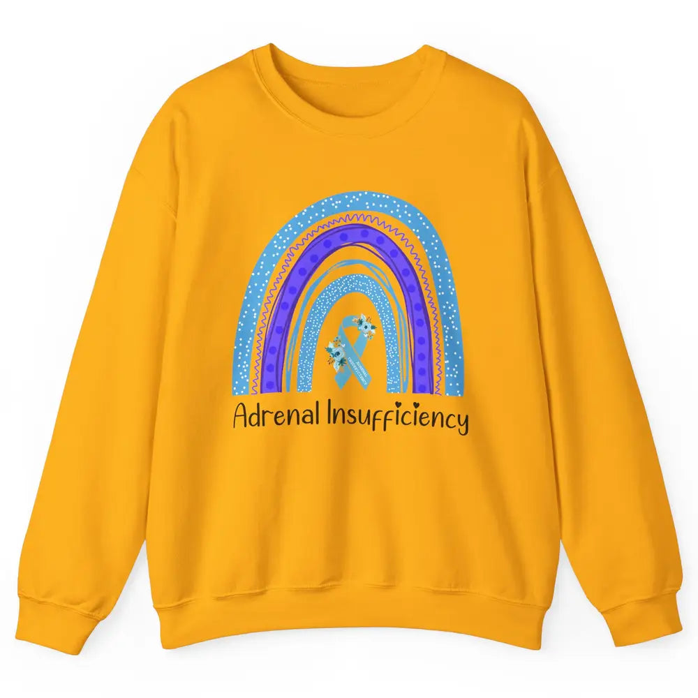 Adrenal Insufficiency Awareness Floral Light Blue Ribbon Unisex Crewneck Sweatshirt