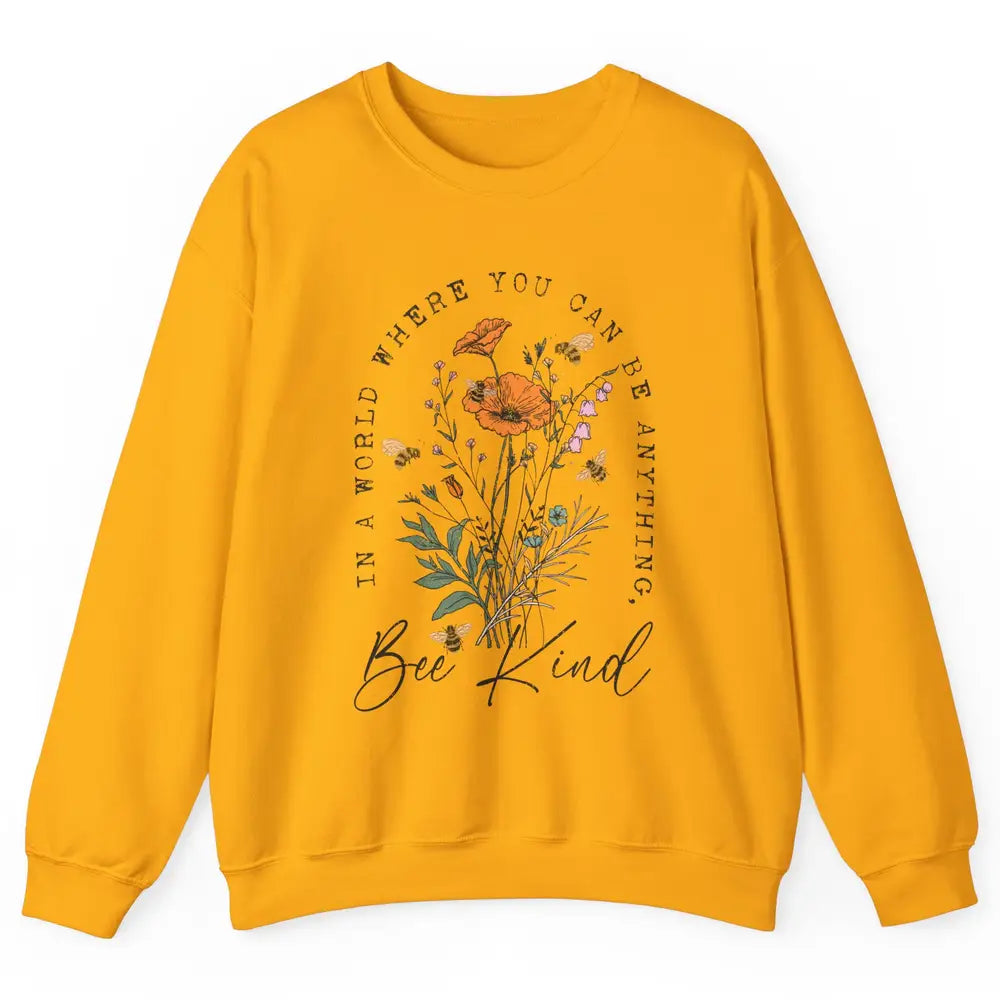 Vintage Bee Kind Daisy Minimalist Positive Mind Wildflower Unisex Crewneck Sweatshirt