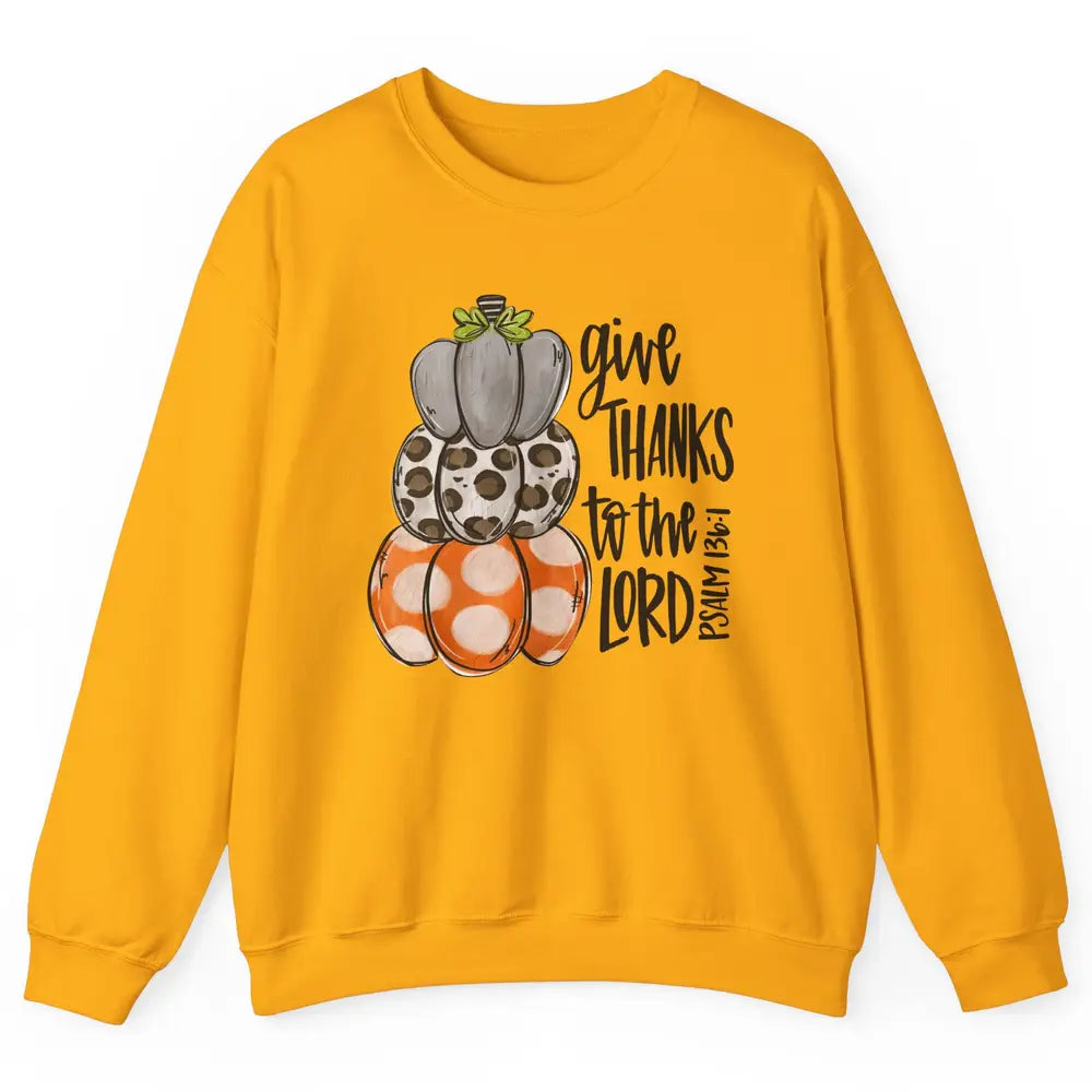 Retro Pumpkin Give Thanks To The Lord Christian Thanksgiving Unisex Crewneck Sweatshirt