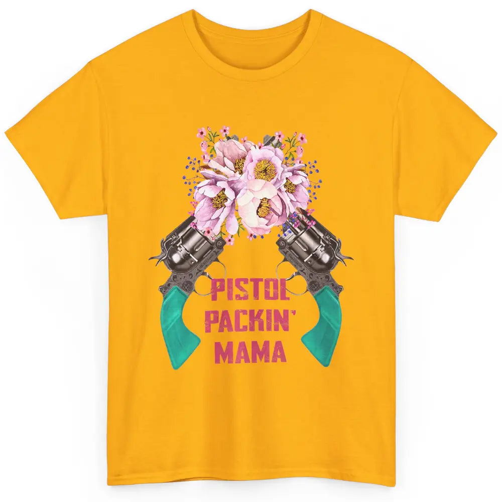 Floral Cowgirl Gun Pistol Packing Mama Western Country Retro Classic Unisex T-Shirt