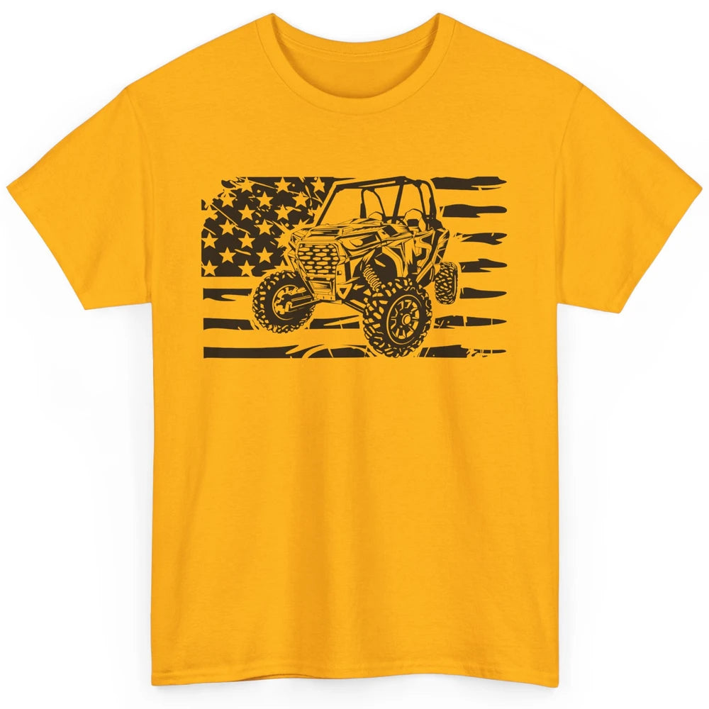 Retro US Flag UTV Riding Offroad Mountain Side By Side Rider Classic Unisex T-Shirt