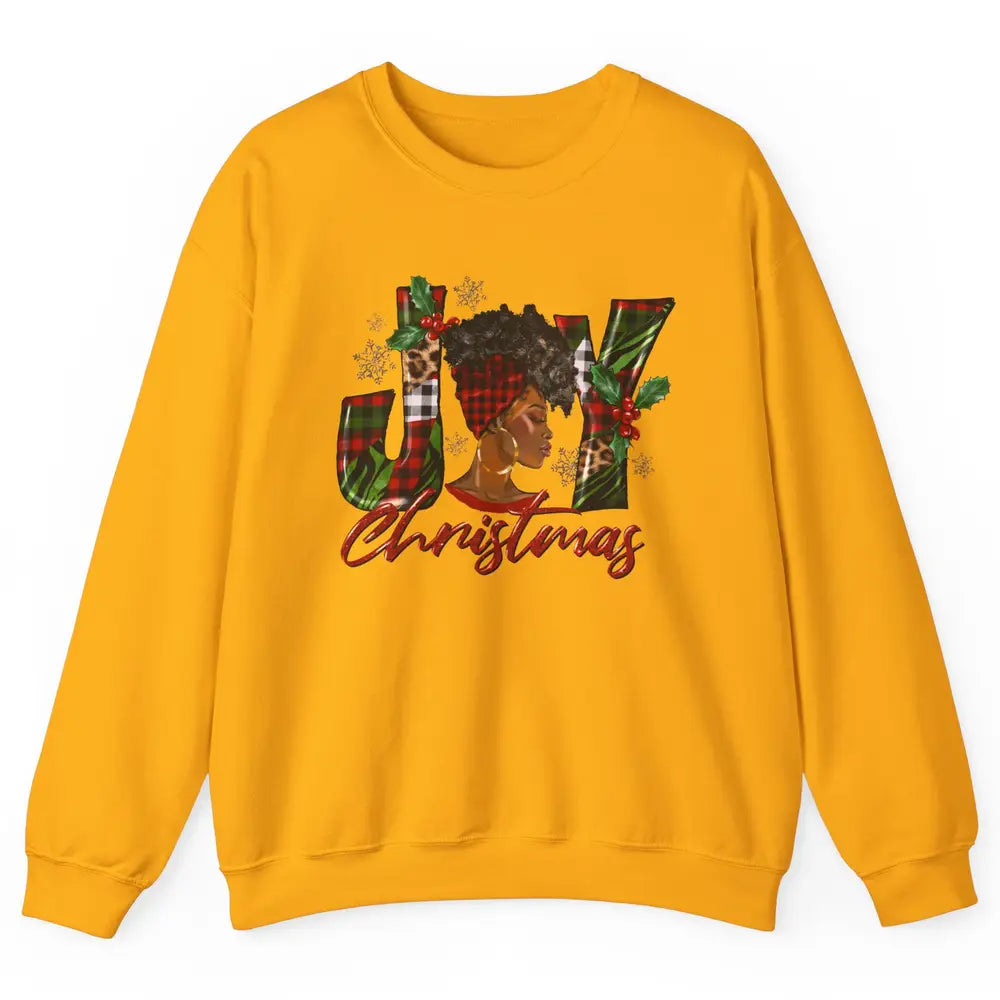 Leopard Black Woman Joy Melanin Christmas Black Christmas Unisex Crewneck Sweatshirt