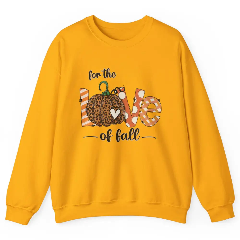 Retro Love Fall Y'All Leopard Pumpkin Heart Halloween Fall Unisex Crewneck Sweatshirt