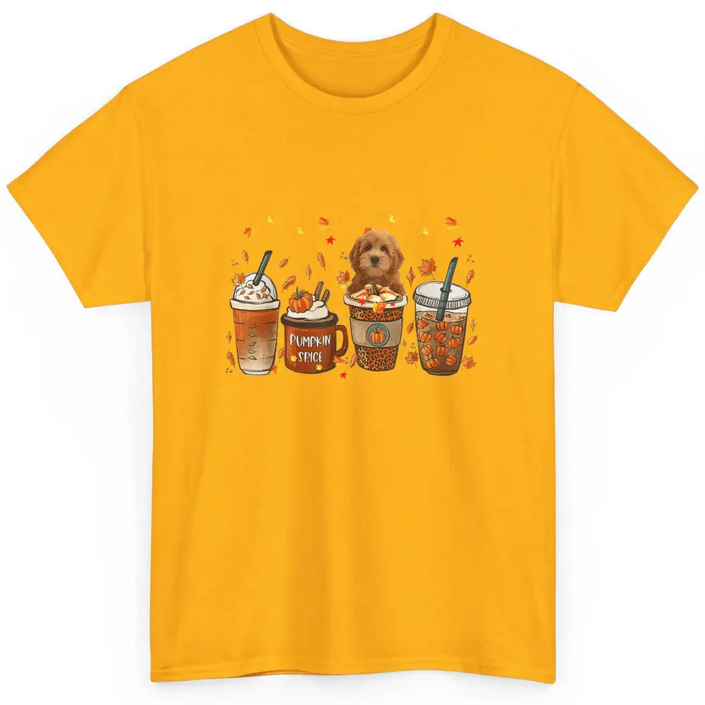 Golden Doodle Dog Fall Coffee Pumpkin Spice Dog Thanksgiving Classic Unisex T-Shirt