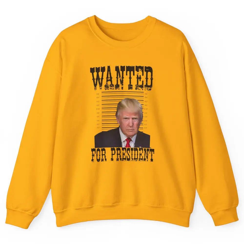 Wanted For President Support Trump 2024 Back Anti Biden Unisex Crewneck Sweatshirt