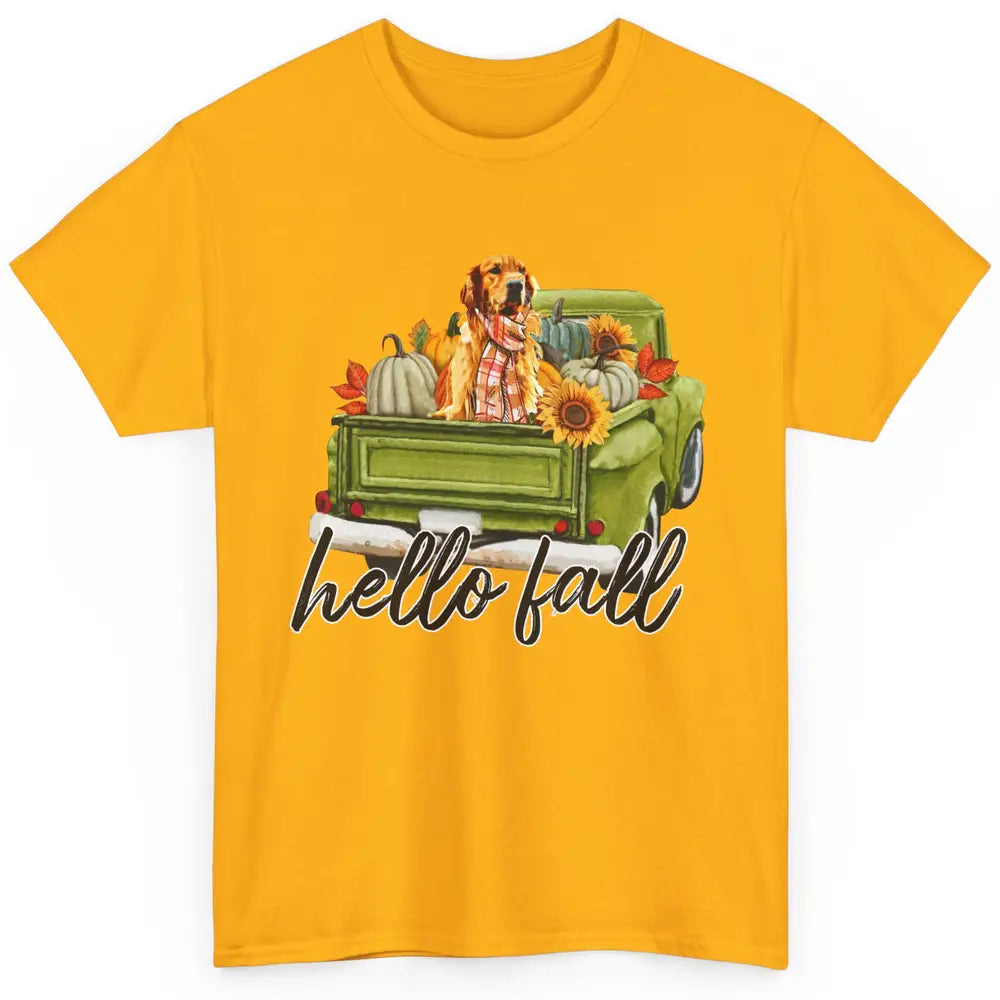 English Golden Retriever Pumpkin Truck Hello Fall Dog Mom Classic Unisex T-Shirt