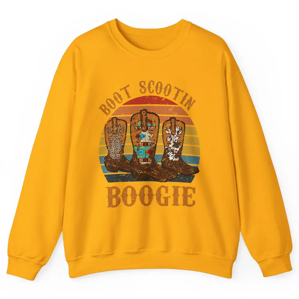 Vintage Cowboy Boots Scooting Boogie Western Country Cowgirl Unisex Crewneck Sweatshirt