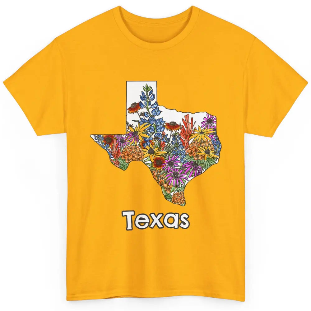 Texas Map Pride Wildflower Western Country Bluebonnet Flower Classic Unisex T-Shirt