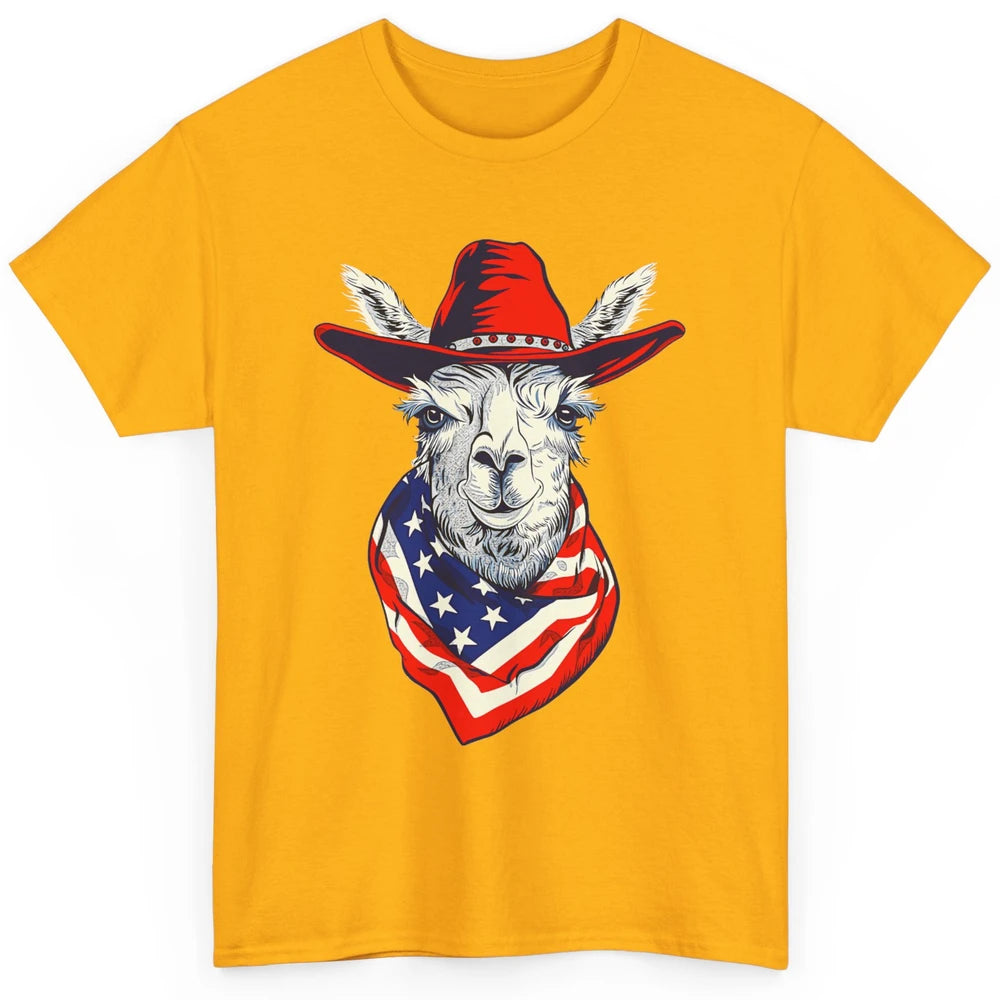 Funny Alpaca Cowboy Western Country Llama Rodeo USA Flag Retro Howdy Classic Unisex T-Shirt