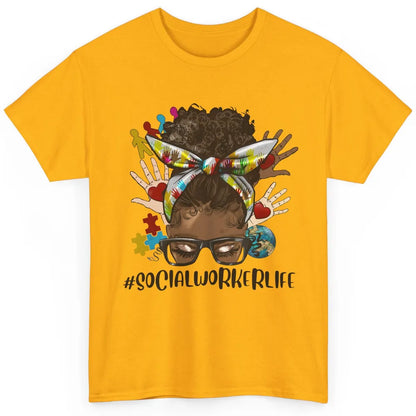 Social Worker Life Messy Bun Black Girl Glasses Be Kind Classic Unisex T-Shirt