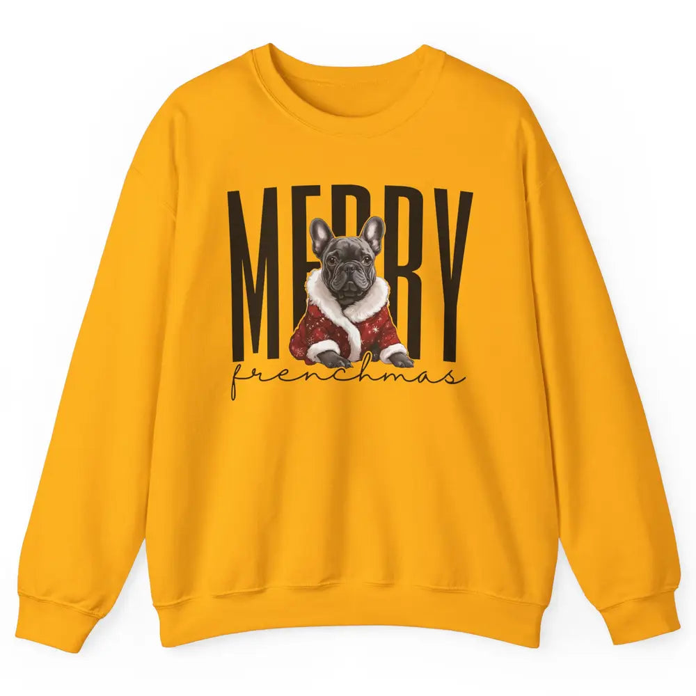 Funny French Bulldog Merry Frenchmas Christmas Dog Mom Unisex Crewneck Sweatshirt