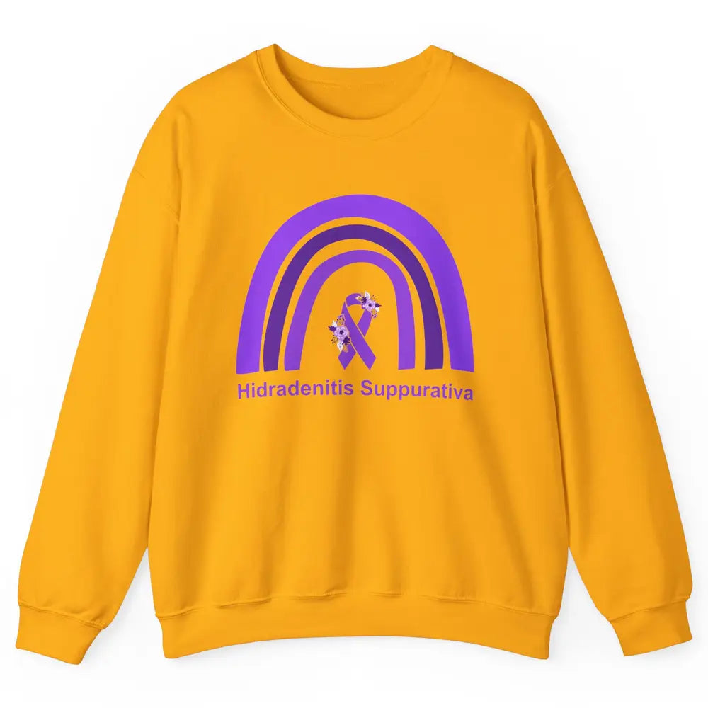 Small Fiber Neuropathy Awareness Floral Purple Rainbow Unisex Crewneck Sweatshirt