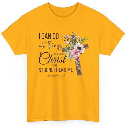 Floral Jesus Cross I Can Do All Things Through Christ Bible Classic Unisex T-Shirt