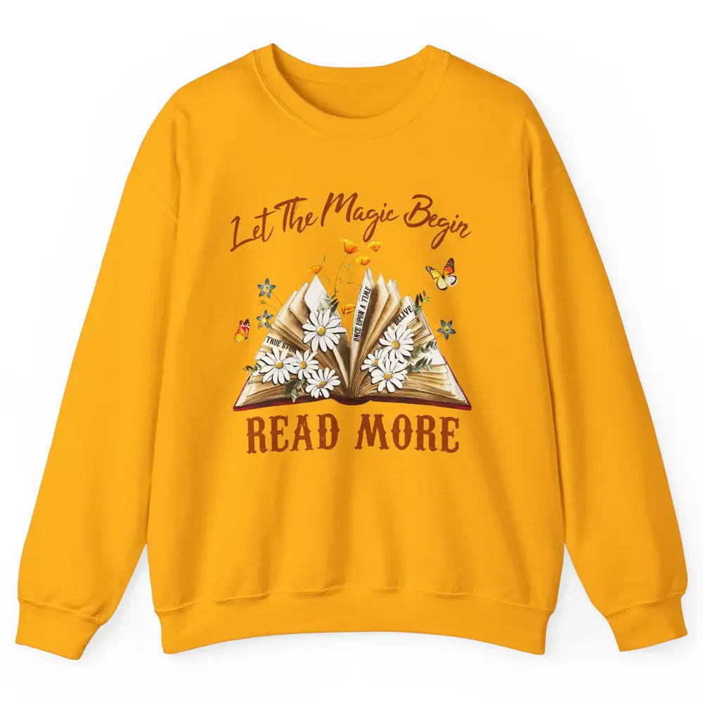 Aesthetic Read More Daisy Flowers Library Bookworm Butterfly Unisex Crewneck Sweatshirt