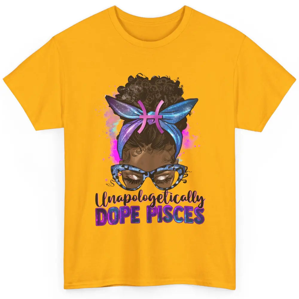 Unapologetically Dope Pisces Zodiac Leopard Afro Messy Bun Classic Unisex T-Shirt