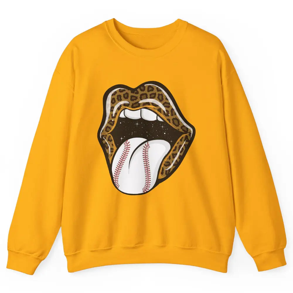 Baseball Lovers Leopard Lips Baseball Players Gift Unisex Crewneck Sweatshirt