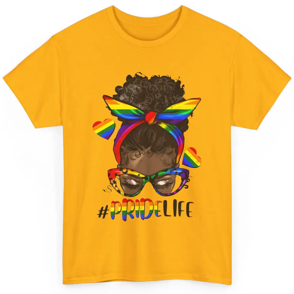 Black Melanin Messy Bun Rainbow Bandana Pride Life LGBTQ Classic Unisex T-Shirt